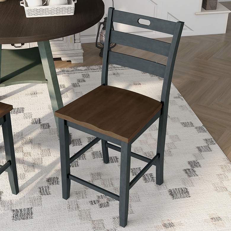 Image 7 Elda 24" Antique Gray Wood Counter Stools Set of 2 more views
