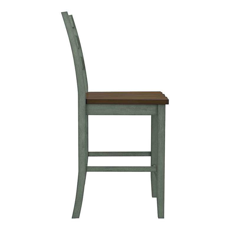 Image 3 Elda 24" Antique Green Wood Counter Stools Set of 2 more views