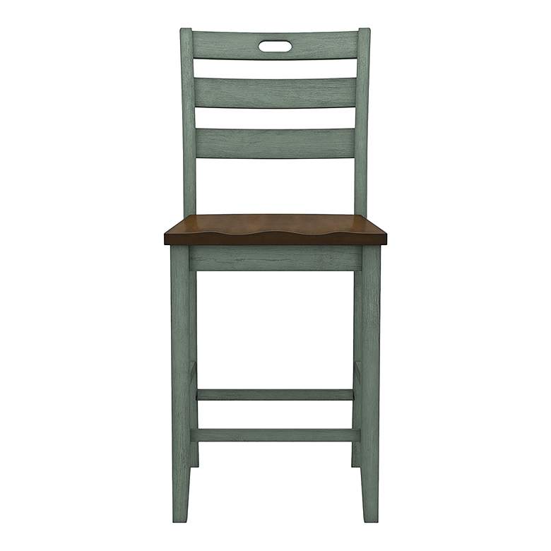 Image 4 Elda 24" Antique Green Wood Counter Stools Set of 2 more views