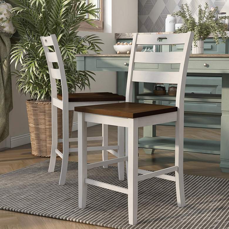 Image 7 Elda 24" Sea White Wood Counter Stools Set of 2 more views