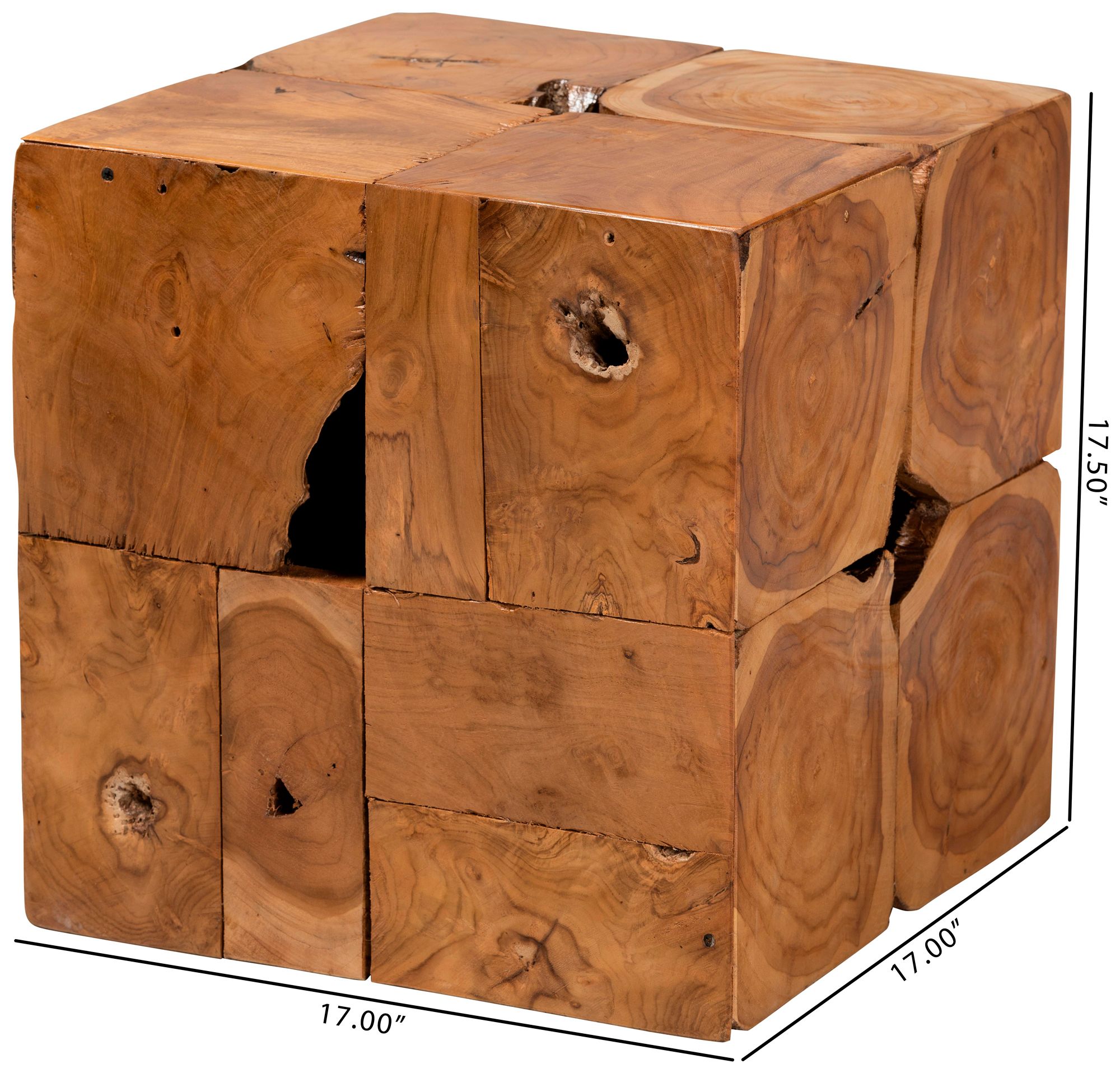 Image 6 Eldora 17" Wide Natural Brown Teak Root Square End Table more views