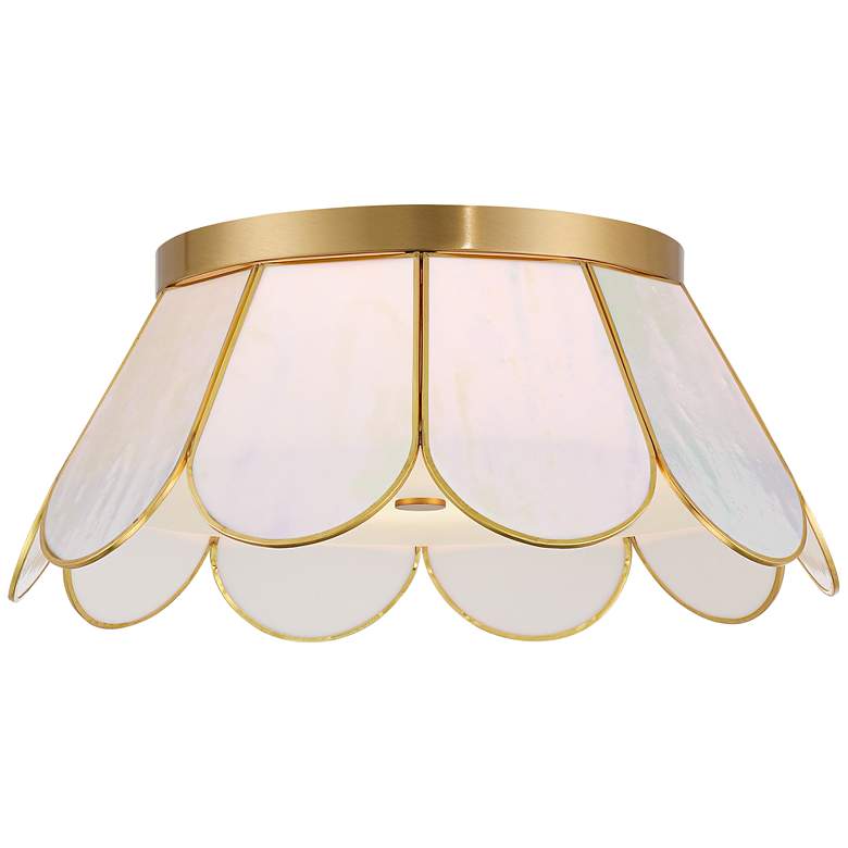 Image 5 Eldridge 15 3/4" Wide Warm Brass and Seashell Ceiling Light more views