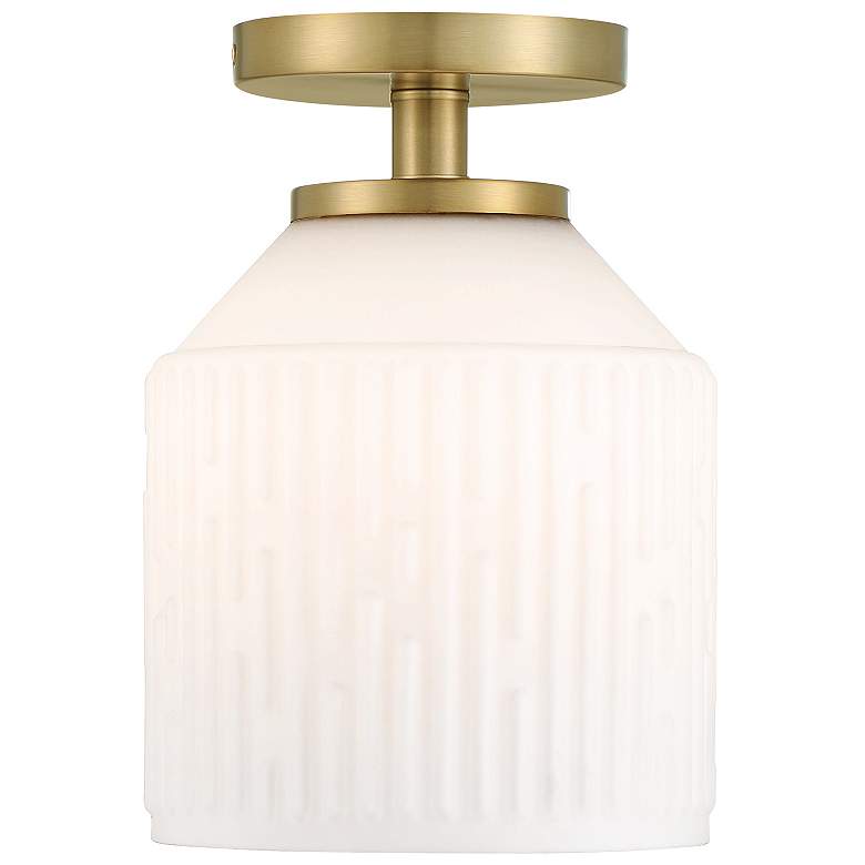 Image 1 Ele 7.25 in. 1-Light Brushed Gold Modern Semi Flush Mount Light