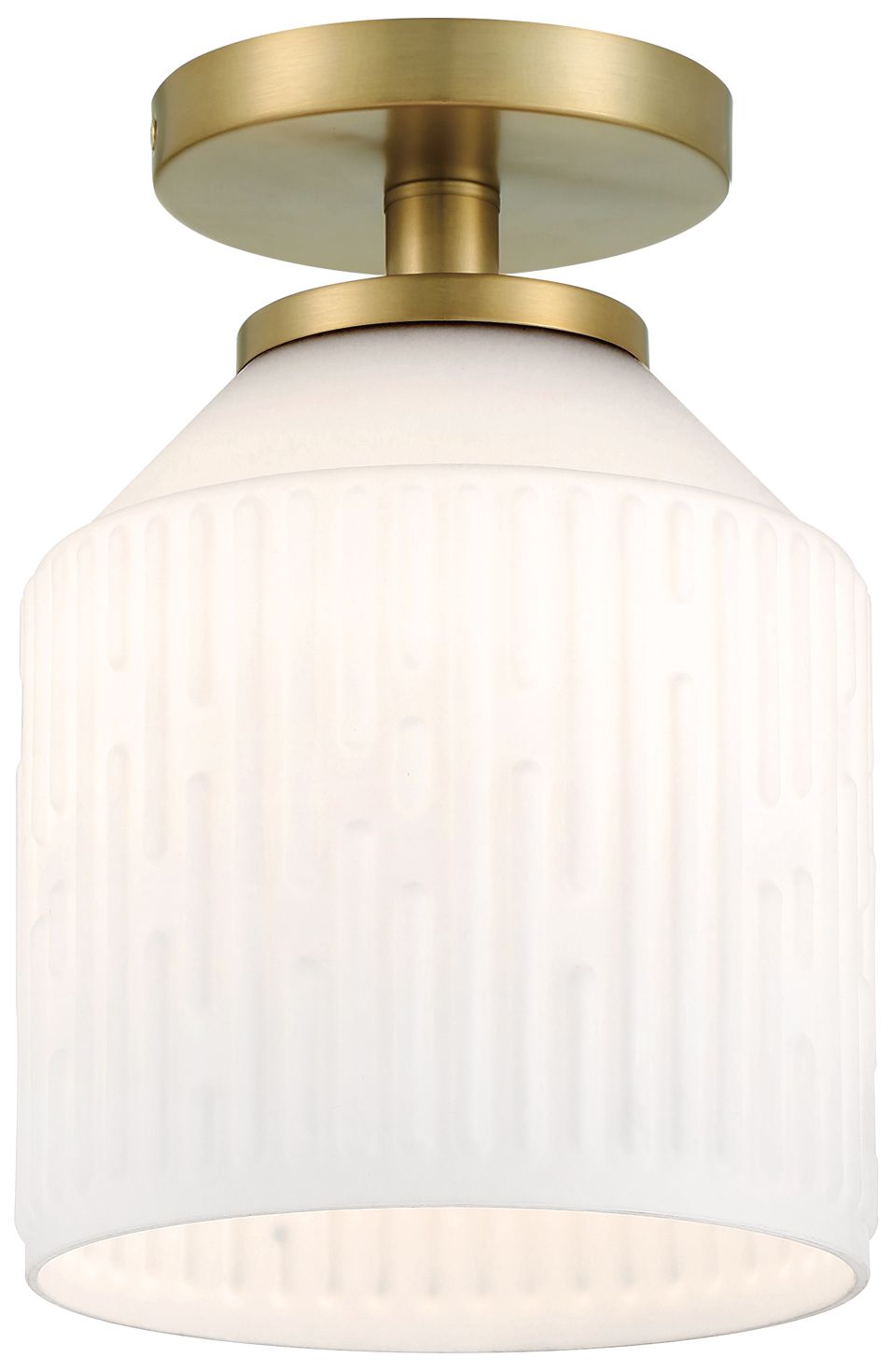 Image 5 Ele 7.25 in. 1-Light Brushed Gold Modern Semi Flush Mount Light more views