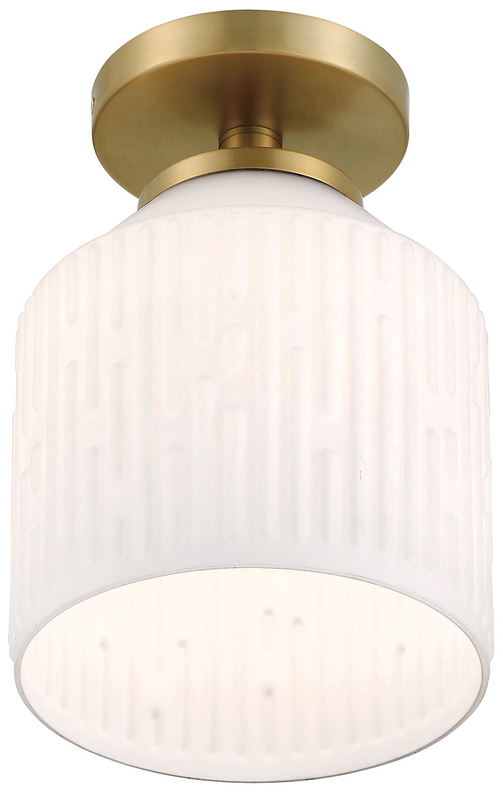 Image 6 Ele 7.25 in. 1-Light Brushed Gold Modern Semi Flush Mount Light more views