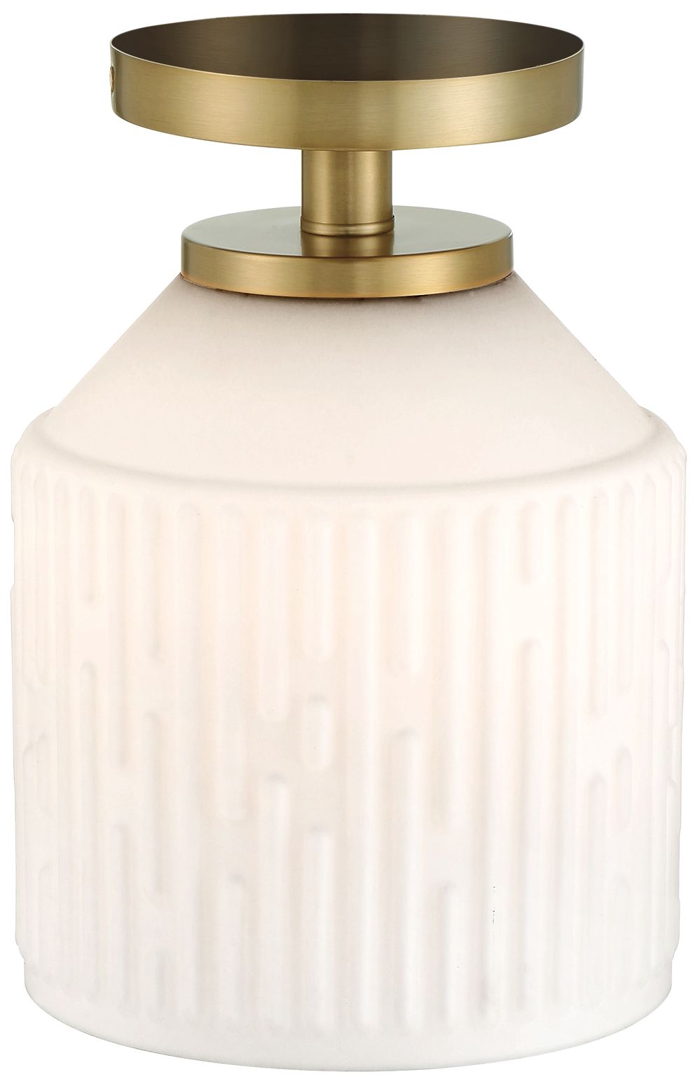 Image 7 Ele 7.25 in. 1-Light Brushed Gold Modern Semi Flush Mount Light more views