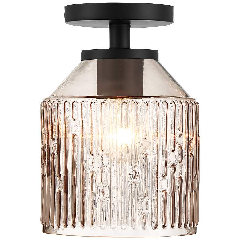 Image 1 Ele 7.25 in. 1-Light Matte Black Modern Semi Flush Mount Light