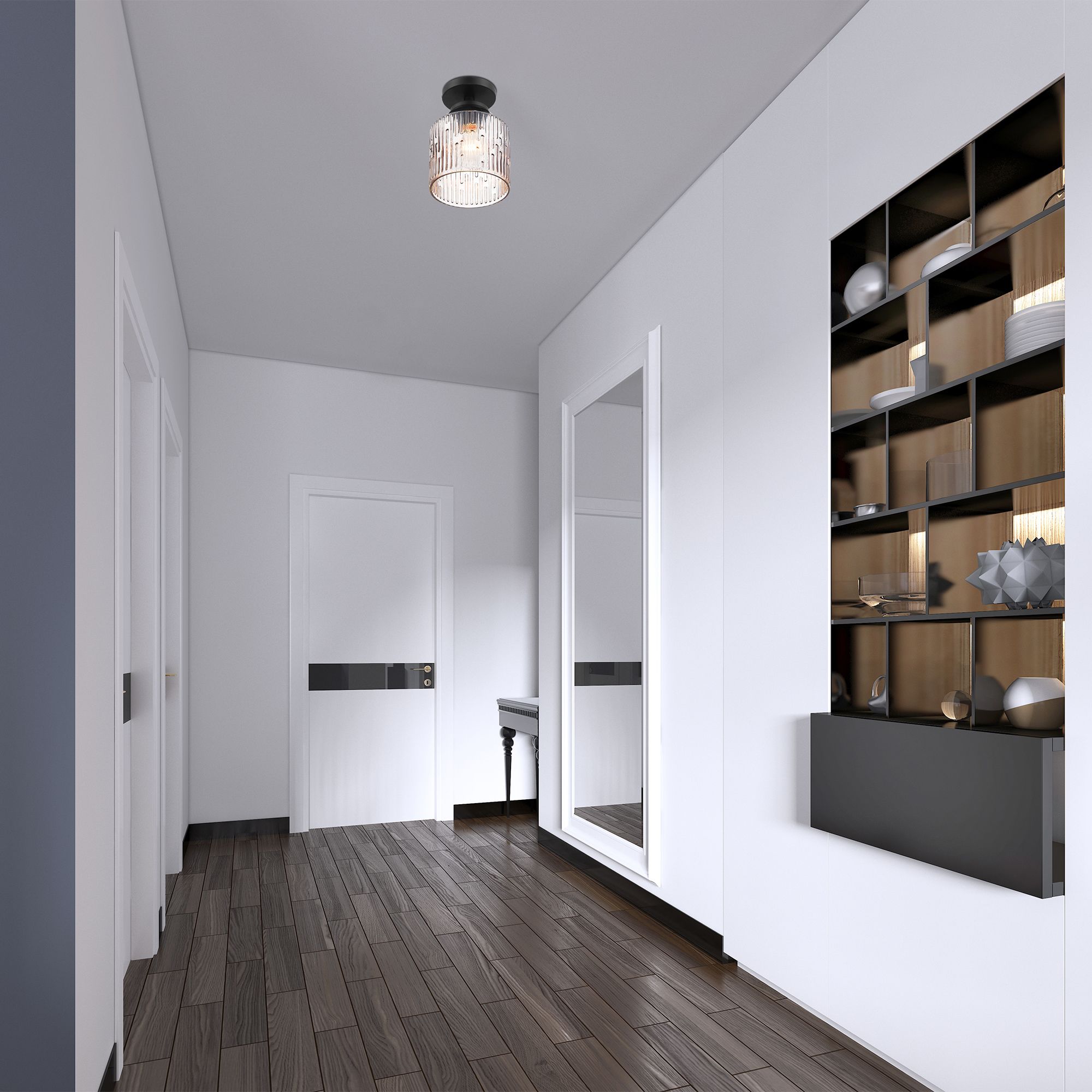 Image 4 Ele 7.25 in. 1-Light Matte Black Modern Semi Flush Mount Light more views