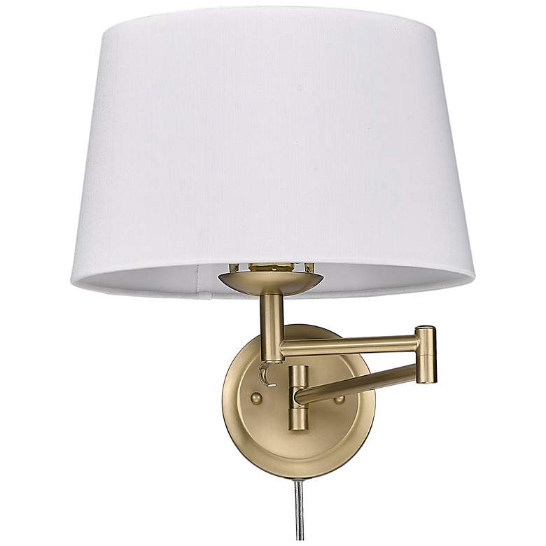 Image 2 Eleanor 12" Wide Brushed Champagne Bronze Swing Arm with Modern White