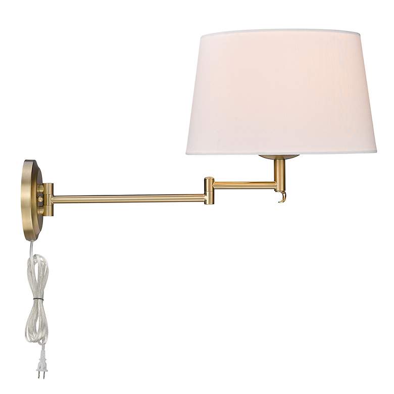 Image 3 Eleanor 12" Wide Brushed Champagne Bronze Swing Arm with Modern White more views