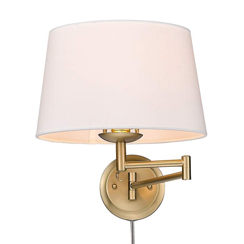 Image 5 Eleanor 12" Wide Brushed Champagne Bronze Swing Arm with Modern White more views
