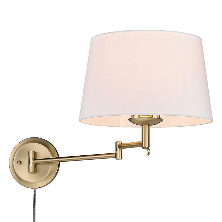 Image 6 Eleanor 12" Wide Brushed Champagne Bronze Swing Arm with Modern White more views