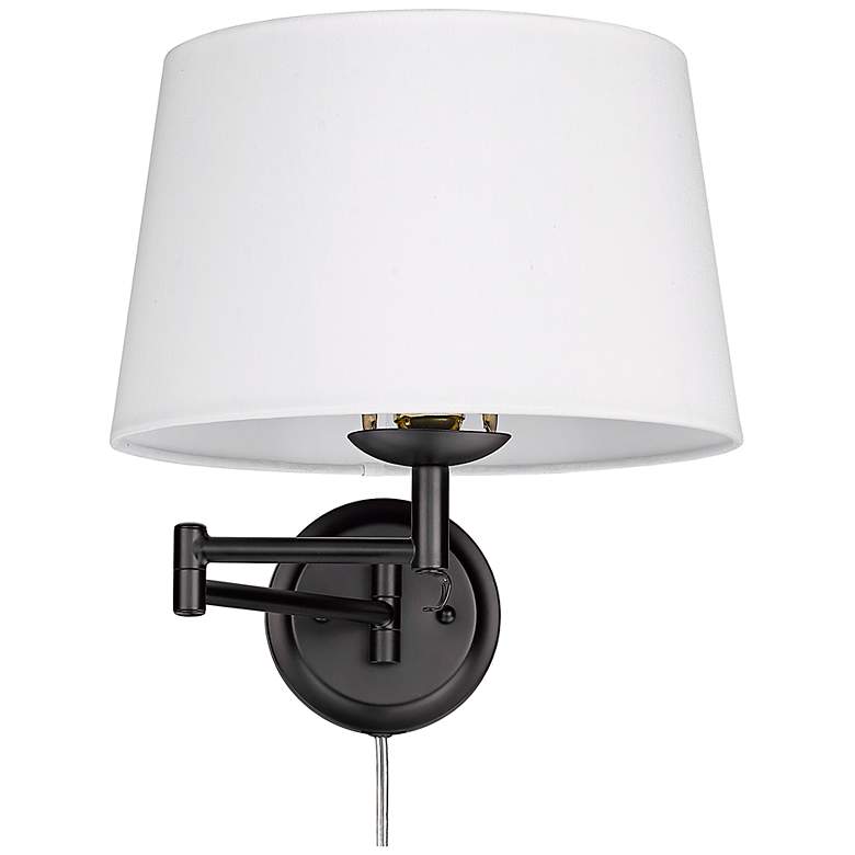 Image 3 Eleanor 12" Wide Matte Black 1-Light Swing Arm with Modern White