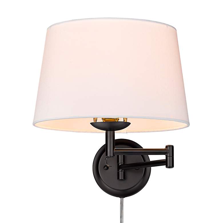 Image 7 Eleanor 12" Wide Matte Black 1-Light Swing Arm with Modern White more views
