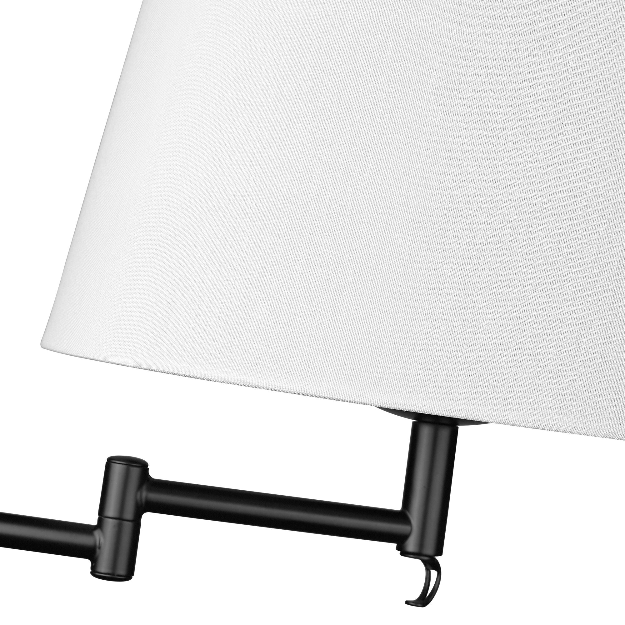 Eleanor 12" Wide Matte Black 1-Light Swing Arm with Modern White in scene