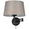 Eleanor 12" Wide Matte Black 1-Light Swing Arm with Natural Sisal