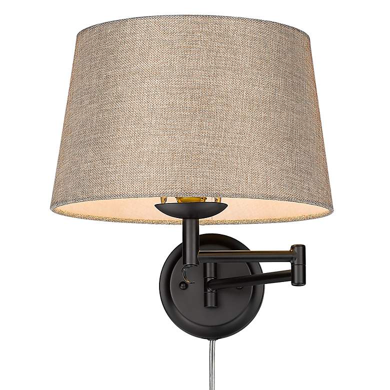 Image 4 Eleanor 12" Wide Matte Black 1-Light Swing Arm with Natural Sisal more views