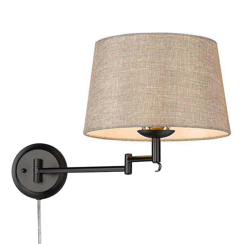 Image 5 Eleanor 12" Wide Matte Black 1-Light Swing Arm with Natural Sisal more views