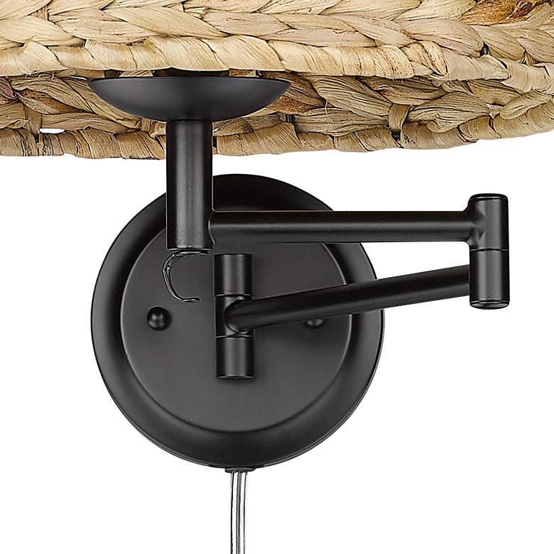 Image 4 Eleanor 12 inch Wide Matte Black 1-Light Swing Arm with Woven Sweet Grass more views