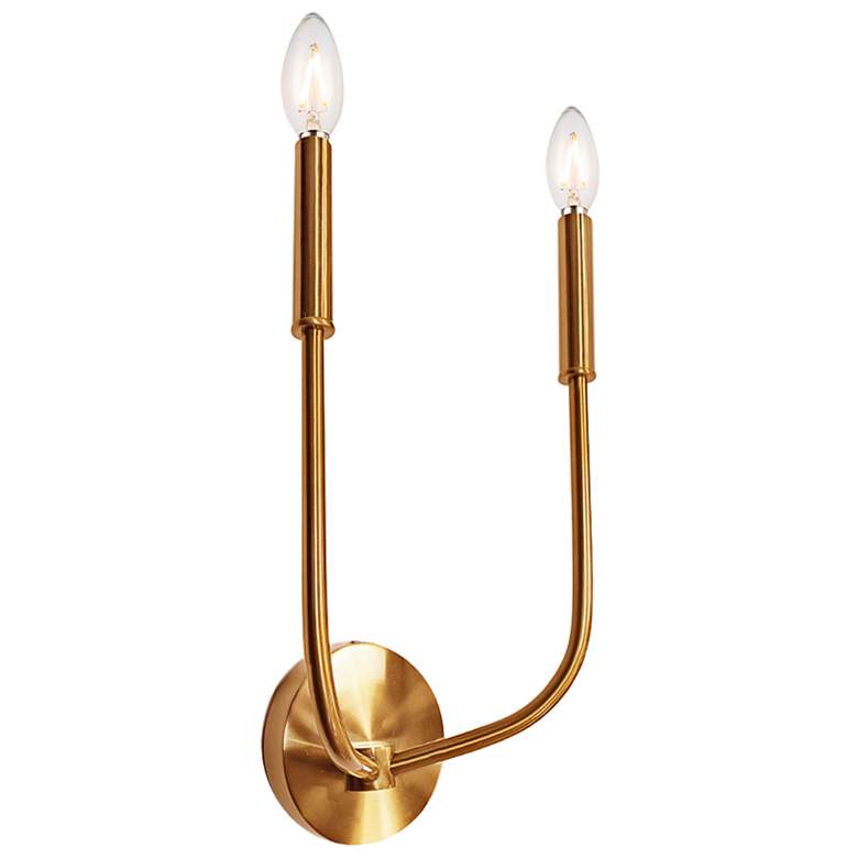 Image 2 Eleanor 15 1/4" High Aged Brass 2-Light Wall Sconce