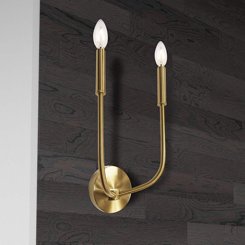 Image 1 Eleanor 15 1/4" High Aged Brass 2-Light Wall Sconce