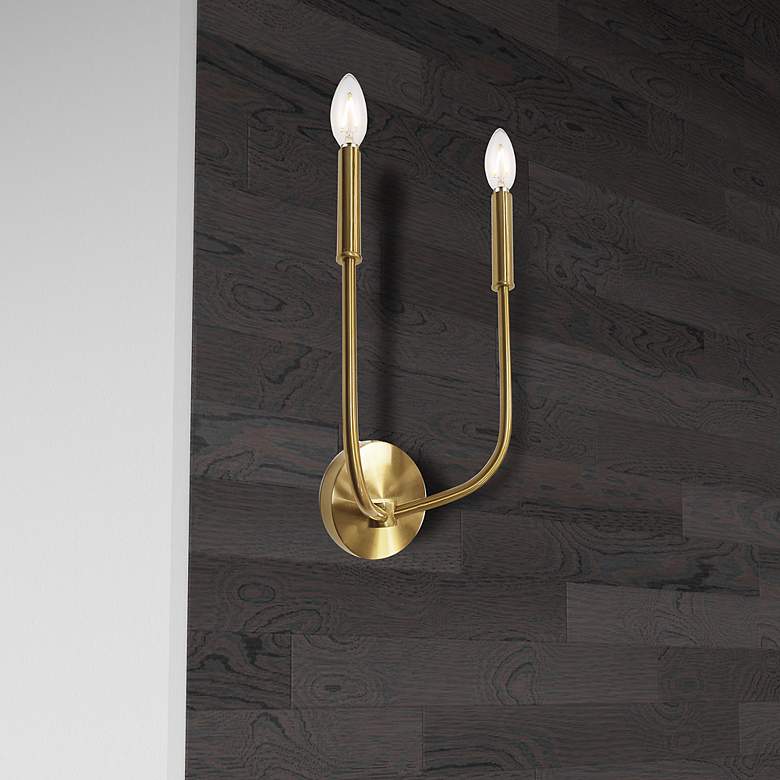 Image 3 Eleanor 15 1/4" High Aged Brass 2-Light Wall Sconce more views