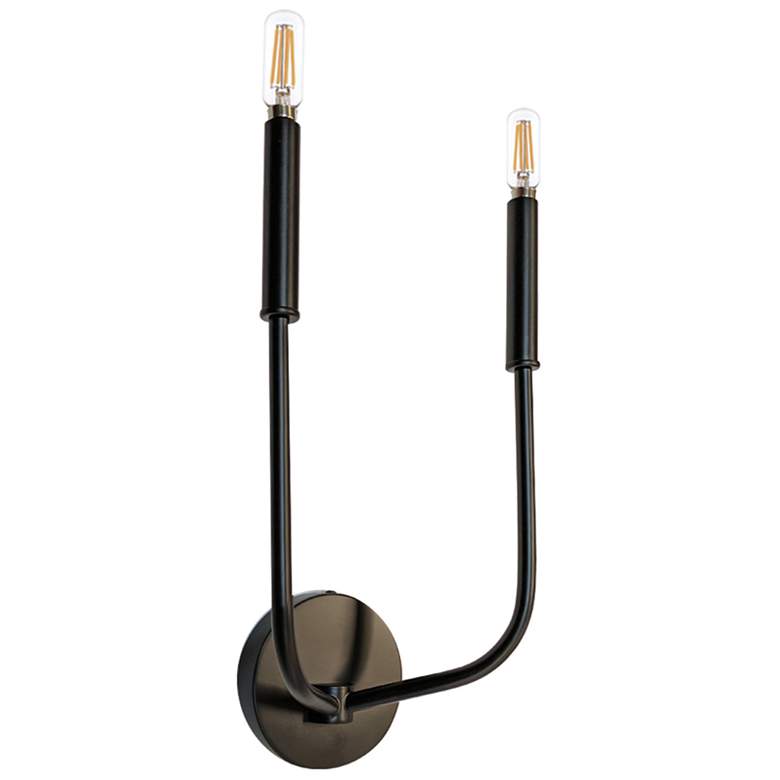 Image 1 Eleanor 15 1/4" High Matte Black 2-Light Wall Sconce