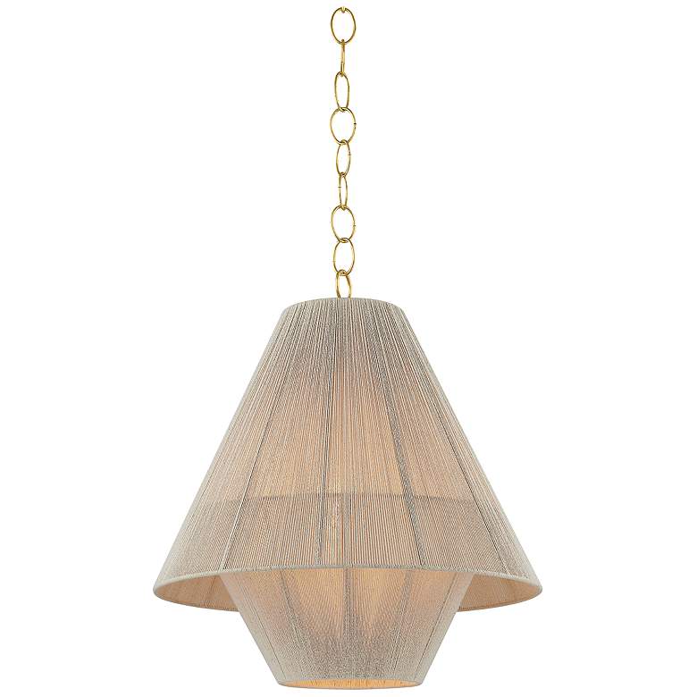 Image 2 Eleanor 20" Wide Aged Brass and Natural Cotton Pendant Light