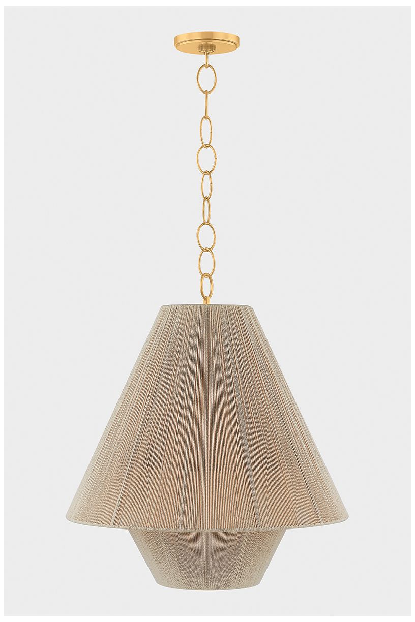 Eleanor 20" Wide Aged Brass and Natural Cotton Pendant Light