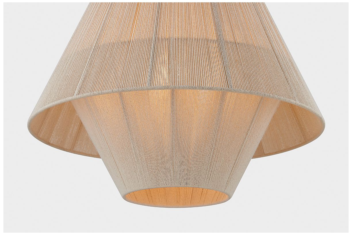 Image 4 Eleanor 20" Wide Aged Brass and Natural Cotton Pendant Light more views