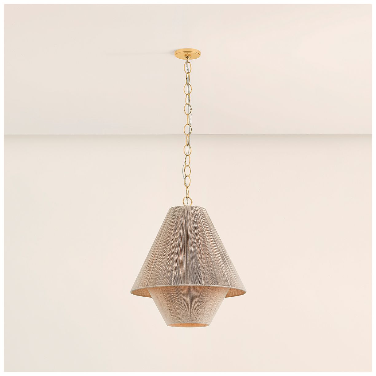 Image 6 Eleanor 20" Wide Aged Brass and Natural Cotton Pendant Light more views