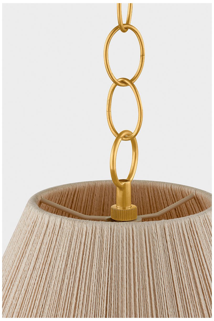 Image 7 Eleanor 20" Wide Aged Brass and Natural Cotton Pendant Light more views