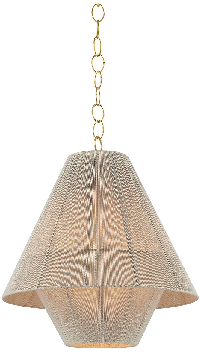 Eleanor 20" Wide Aged Brass and Natural Cotton Pendant Light