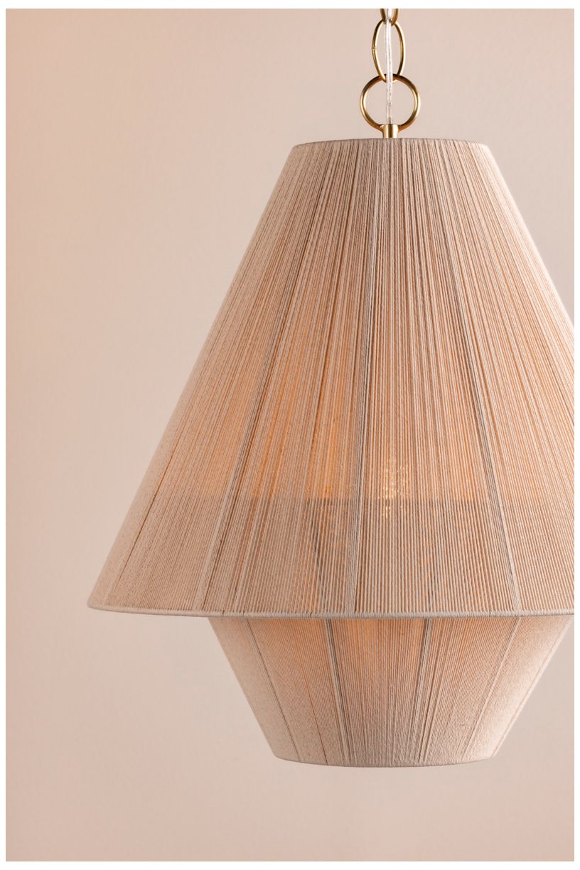 Eleanor 20" Wide Aged Brass and Natural Cotton Pendant Light