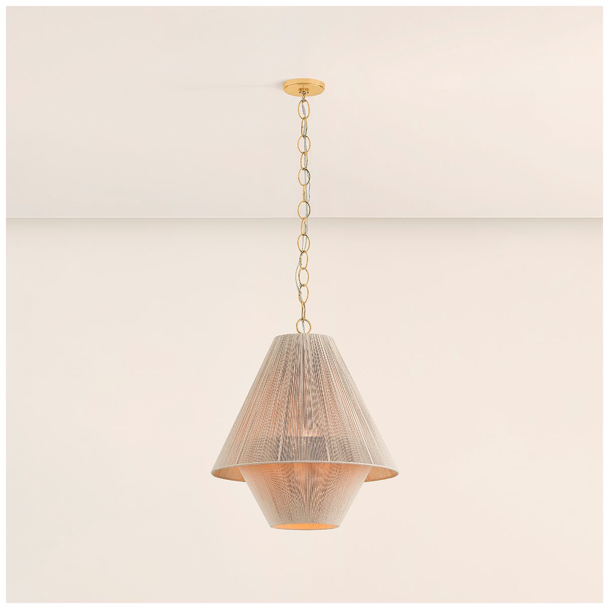 Eleanor 20" Wide Aged Brass and Natural Cotton Pendant Light
