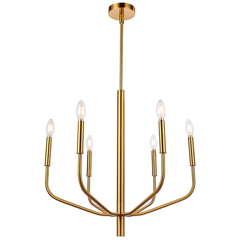 Image 2 Eleanor 24" Wide 6 Light Aged Brass Chandelier
