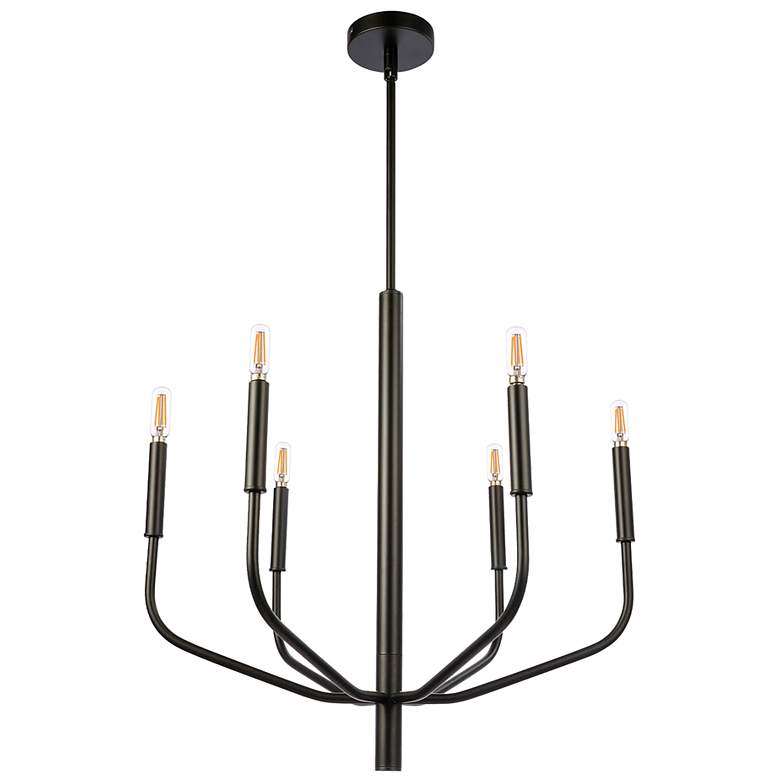 Image 1 Eleanor 24 inch Wide 6 Light Matte Black Chandelier