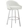 Eleanor 30 in. Swivel Barstool in White Faux Leather, Stainless Steel
