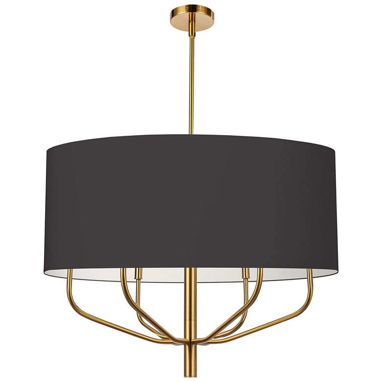 Image 1 Eleanor 30" Wide 6 Light Aged Brass Pendant With Black And White Shade