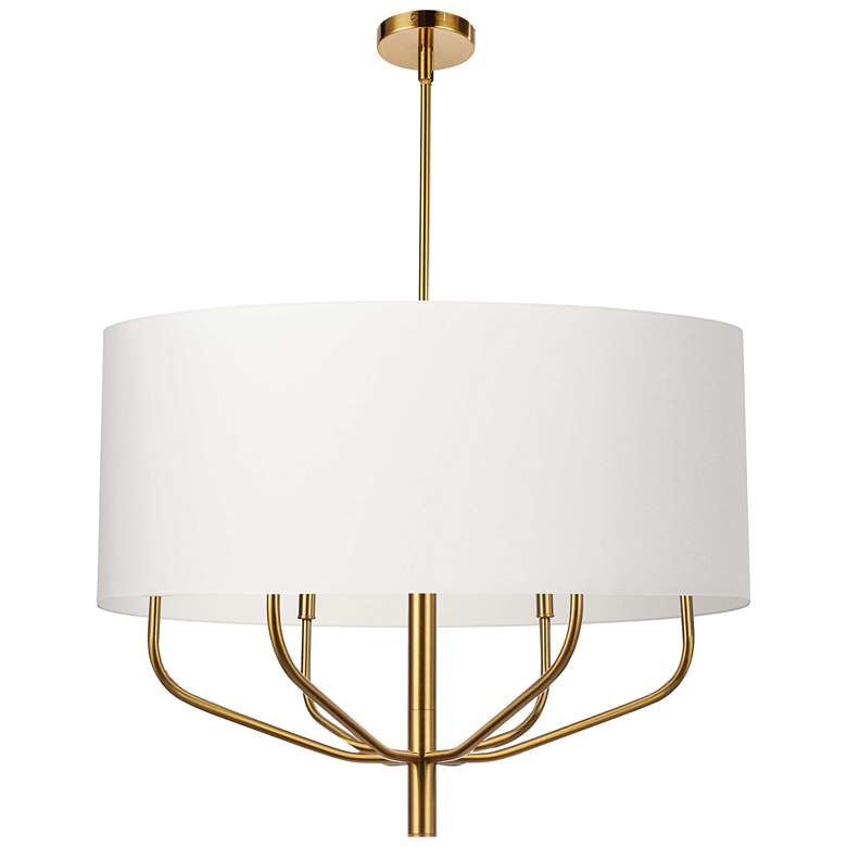 Image 1 Eleanor 30" Wide 6 Light Aged Brass Pendant With White Shade