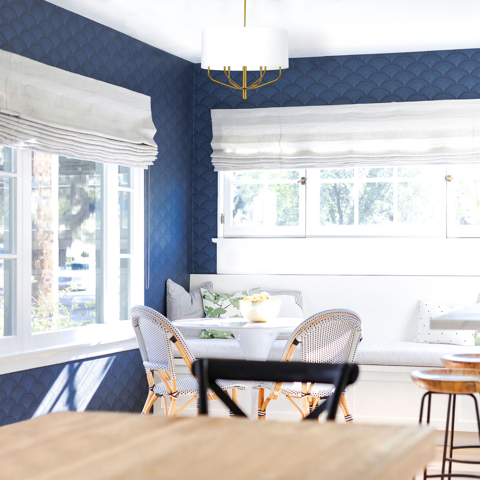 Image 3 Eleanor 30" Wide 6 Light Aged Brass Pendant With White Shade more views