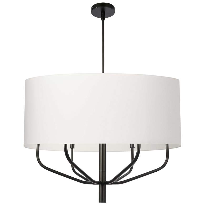 Image 1 Eleanor 30" Wide 6 Light Matte Black Pendant With White Shade