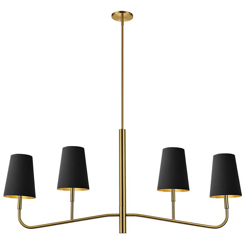 Image 1 Eleanor 53" Wide 4 Light Horizontal Aged Brass Chandelier