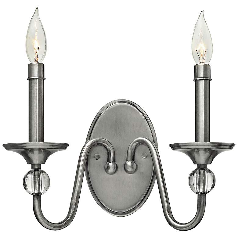 Eleanor 9&quot; High Polished Antique Nickel 2-Light Wall Sconce