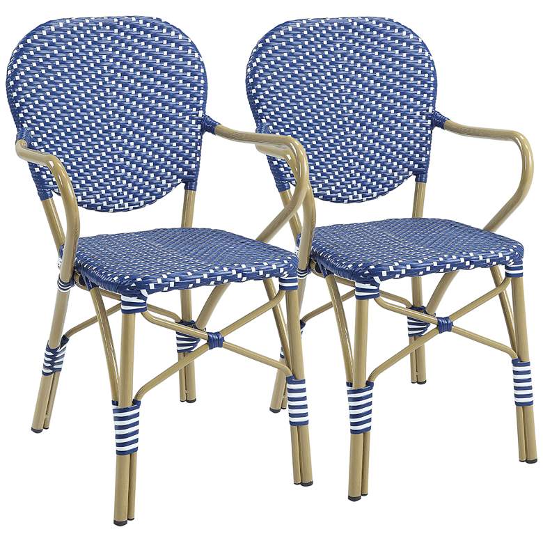 Image 1 Eleanor Blue White Wicker Patio Chairs Set of 2