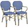Eleanor Blue White Wicker Patio Chairs Set of 2