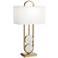 Eleanor Modern Warm Gold and Marble Disc Table Lamp