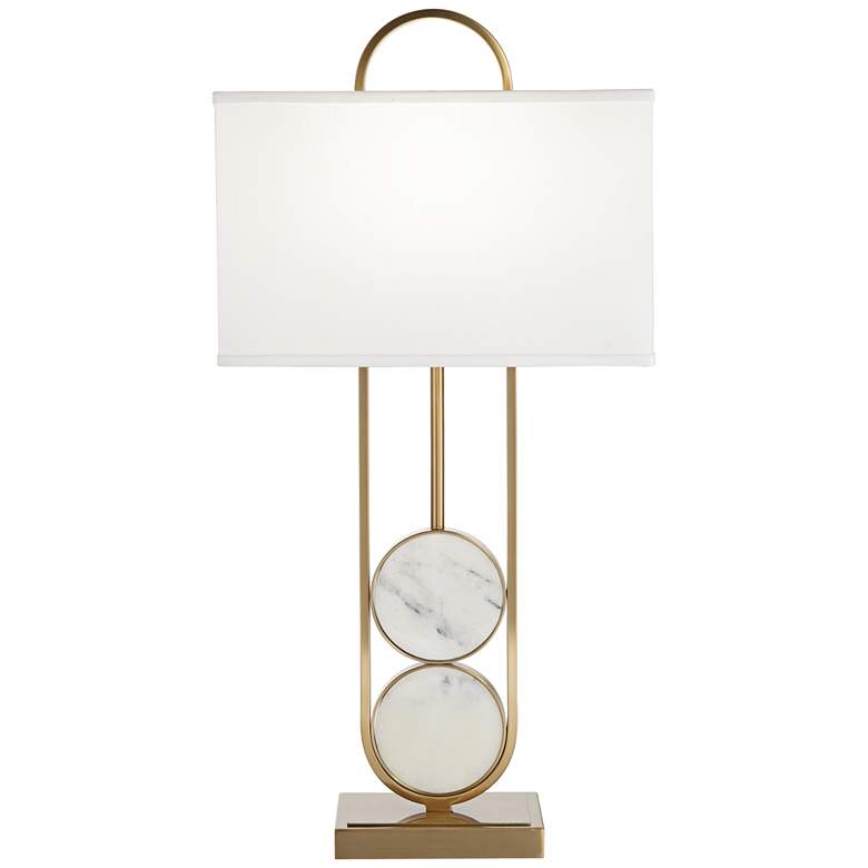 Eleanor Modern Warm Gold and Marble Disc Table Lamp more views