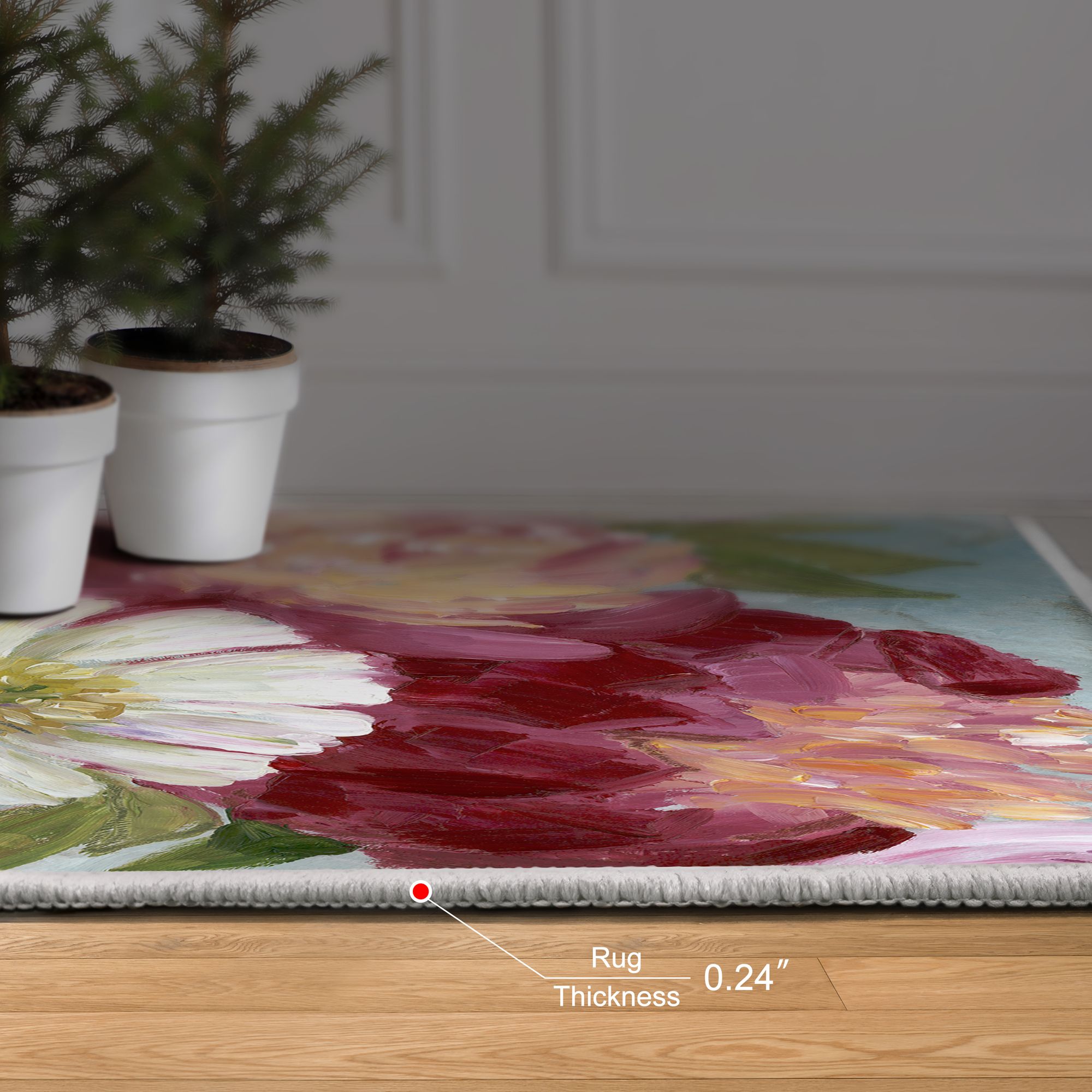 Image 6 Eleanora painterly florals Washable Art Area Rug size 5'x8' more views