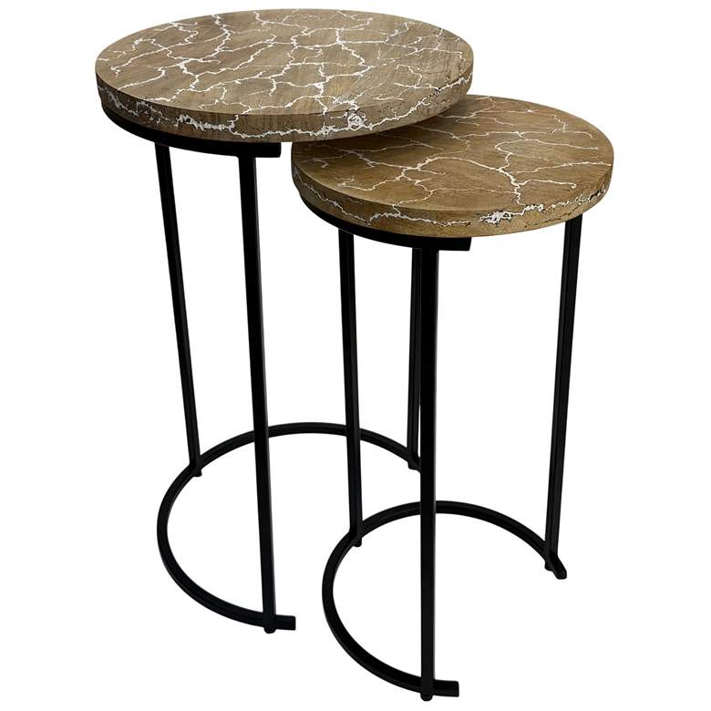 Image 1 Electra 24" Round Nesting Table - Electrified Wood - White
